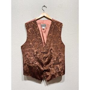 Classic Old West Styles Vest Mens Large Rayon Western Cowboy Paisley Brown